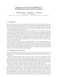 The UTexas system for TAC SM-KBP task 3: Probabilistic generation of  coherent hypotheses