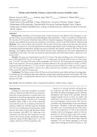 Pdf Validity And Reliability Of Hausa Version Of The Oswestry Disability Index