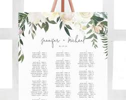 Wedding Seating Chart Template Alphabetical Seating Chart Greenery Wedding Seating Board White Floral Instant Download Templett W19