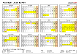 Gesetzliche feiertage und ferien in bayern fuer 2021. Kalender 2021 Bayern Ferien Feiertage Excel Vorlagen