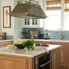Blue Subway Tile Backsplash Transitional Kitchen Hampton Design Beech Kitchen Cabinets Coastal Living Kitchen Kitchen Cabinet Design
