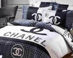 Black And White Chanel Bedding Set Designerbedsheets Chanel Bedroom White Bedroom Decor Designer Bed Sheets