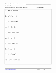 Solve By Factoring Worksheet Lovely Expansion And Factorisation Of Quadratic Equations In 2020 Solving Quadratic Equations Quadratics Quadratic Equation
