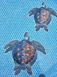 Brown Turtle W Shadow Pool Mosaic Mosaic Pool Mosaic Animals Mosaic