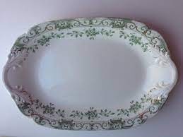 1899 antique china bone dishes, crescent shape plates green transferware waverly johnson bros Antique Henry Alcock Co England By Bourbonballvintage On Etsy 50 00 Antiques Serving Platters Porcelain
