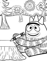 Das komplette sortiment aus gabba. Brobee Drawing With Crayon In Yo Gabba Gabba Coloring Page Coloring Sun