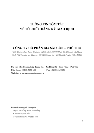 THÔNG TIN TÓM TẮT VỀ TỔ CHỨC ĐĂNG KÝ GIAO DỊCH CÔNG ...