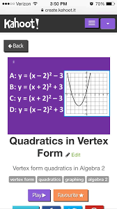 Quadratics In Vertex Form Kahoot To Get You Through The Week Quadratics Algebra Graphs Algebra Resources