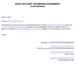 So here i walk you through how to fill out an acknowledgment form step by step as a notary public. Free Ohio Notary Acknowledgement Partnership Pdf Word