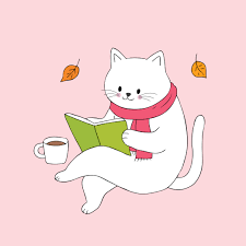 cat reading book and coffee cup - Download Free Vectors, Clipart ...