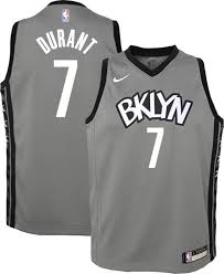 Inspect image for questions or. Nike Youth Brooklyn Nets Kevin Durant 7 Grey Dri Fit Statement Swingman Jersey Dick S Sporting Goods