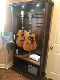 42 electric guitar display case rack hanger holder wall mount cabinet, with lock, uv protection acrylic. Guitar Cabinets Wood Guitar Cabinetry Tampa Bay Central Florida