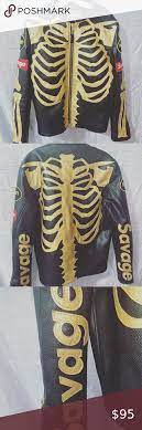 Hudson Leather Skeleton Jacket Size Small Black And Gold Jacket Gold Jacket Leather