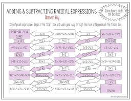 Free worksheet(pdf) and answer key on adding and subtracting rational expressions. Operations With Radical Expressions Worksheet Adding Subtracting Maze Radical Expressions Subtraction Facts Worksheet Algebra Worksheets