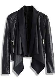 Milky Way Leather Jacket With Waterfall Drape Leather Jacket Fashion Black Faux Leather Jacket