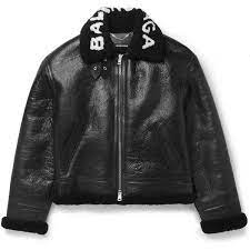 Balenciaga Printed Shearling Bomber Jacket 4 500 Liked On Polyvore Featuring Men S Jackets Men Fashion Mens Shearling Jacket Mens Shearling Bomber Jacket