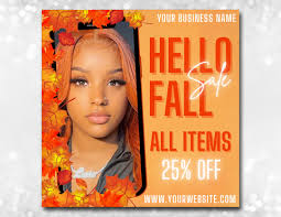 DIY Autumn Sale Flyer Fall New Arrival Shop Now Hair Bundles Wig Lash  Makeup Nail Boutique Social Media Instagram Editable Canva Template