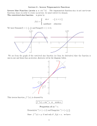 lecture 6 inverse trigonometric functions inverse sine