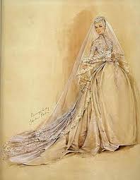 Grace Kelly Wedding Dress Sketch Designed By Helen Rose A Famous Hollywo Grace Kelly Wedding Dress Wedding Dress Sketches Wedding Dresses Vintage Princess
