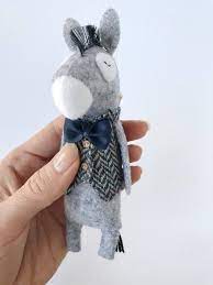 Donkey Stuffed Animal Stuffed Donkey Toy Felt Donkey Handmade Stuffed Animals Felt Animals Felt Dolls