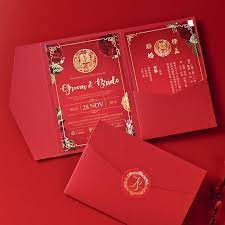 This Red And Gold Tri Fold Wedding Wedding Invitation Will Surely Surprise Chinese Wedding Invitation Chinese Wedding Invitation Card Asian Wedding Invitations