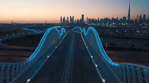 Beautiful View From The Drone To The Neon Bridge In Dubai Stock Footage Ad Drone Neon Beautiful View Beautiful Views Dubai Aerial Video