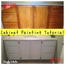 Before you sand, prime, or paint, you need to thoroughly clean the cabinets. Bathroom Vanity Makeover Cabinet Painting Tutorial Simplyschulze
