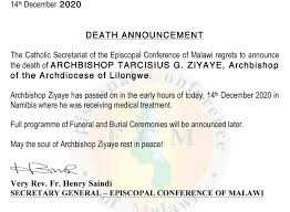 We did not find results for: Death Announcement Malawi Government Facebook