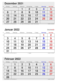 Ein 3monatskalender 2019 enthält zum beispiel die wochentage für 2019. Kalender Januar 2022 Als Pdf Vorlagen
