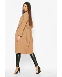 Boohoo Utility Pocket Belted Duster In Beige Natural Lyst
