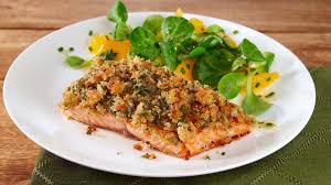 Ofenlachs Mit Krauter Kruste Und Orangen Feldsalat Rezept Tegut