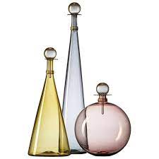 smoky colors set of three custom vetro vero blown glass bottles made to order in 2021 colored glass bottles glass bottles glass blowing