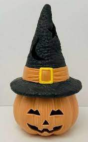 Pin By Kenda Davis 3 Peat On Black Hat Inn Halloween Jack O Lanterns Ceramic Candle Holders Halloween Jack