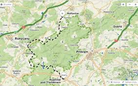 Mapa hranic a vymezení zón. Brdy Na Kole Cyklotrasy A Cyklostezky Vojensky Ujezd Brdy