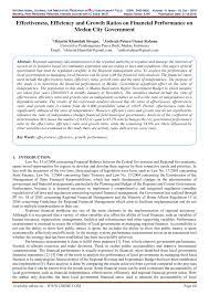Maybe you would like to learn more about one of these? Pdf Effectiveness Efficiency And Growth Ratios On Financial Performance On Medan City Government