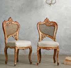 Vintage Shabby Gilt Rococo Side Chairs Cane Linen Furniture Luxury Modern Furniture Beautiful Furniture