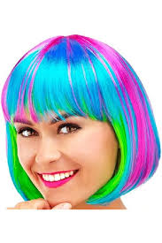 Smiffys Perruque de coupe au carré arc-en-ciel, Multicolore : Amazon.fr:  Mode