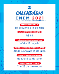 A inscrição do enem 2021 será realizada de 28 de junho a 9 de julho. Enem 2021 Confira O Passo A Passo Para Realizar A Inscricao No Exame