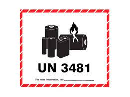 Lithium ion batteries contained in equipment or lithium ion mixed loading prohibited with un nos bearing labels: Un3481 Lithium Ion Battery Label Hwp1045 Label Source