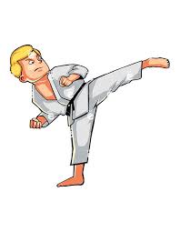 Man Executing A High Kick Cartoon Vector Clipart Friendlystock Karate Martial Arts Cartoon Karate