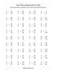 5th grade equivalent fractions and converting fractions worksheets. Are These Fractions Equivalent Multiplier Range 5 To 15 A
