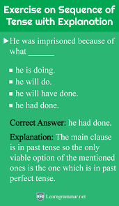 Exercise On Sequence Of Tense With Explanation Learn English Grammar Exercises English Grammar