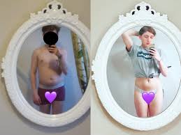 Same mirror, different figure. 15ish months HRT. Always been too self  conscious to post a full body photo but I feel like its finally starting  to get there 🥰 : rtrans