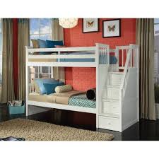 Ne Kids School House Twin Over Twin Stairway Bunk Bed White House Bunk Bed Bunk Beds With Stairs Bunk Bed Designs