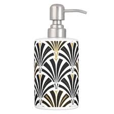 Black And White Soap Dispenser Art Deco Fan Pattern Black And White Soap Dispenser And Toothbrush Holder Zazzle Com Soap Dispenser Black And Gold Bathroom Art Deco Bathroom