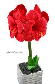 Crochet Amaryllis Pattern By Happy Patty Crochet Crochet Flower Patterns Crochet Flowers Flower Crafts