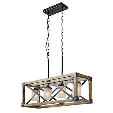 Laluz Wood Rectangle Chandeliers 4 Light Kitchen Island C Https Www Amazon Com Dp Rustic Chandelier Lighting Rustic Chandelier Farmhouse Pendant Lighting