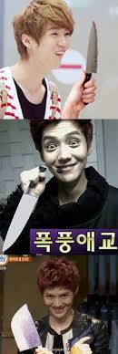 I Think Luhan Has A Thing For Knives Is It Bad That I Really Like That Exo Funny Moments Exo Funny Exo Memes