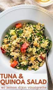 Lemony Chickpea Tuna Salad With Quinoa And Kale Recipe Chickpea Tuna Quinoa Healthy Salad