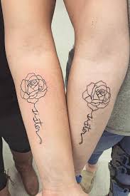 Matching rose tattoo for couples. Lovely Sister Tattoos To Show Your Special Bond Glaminati